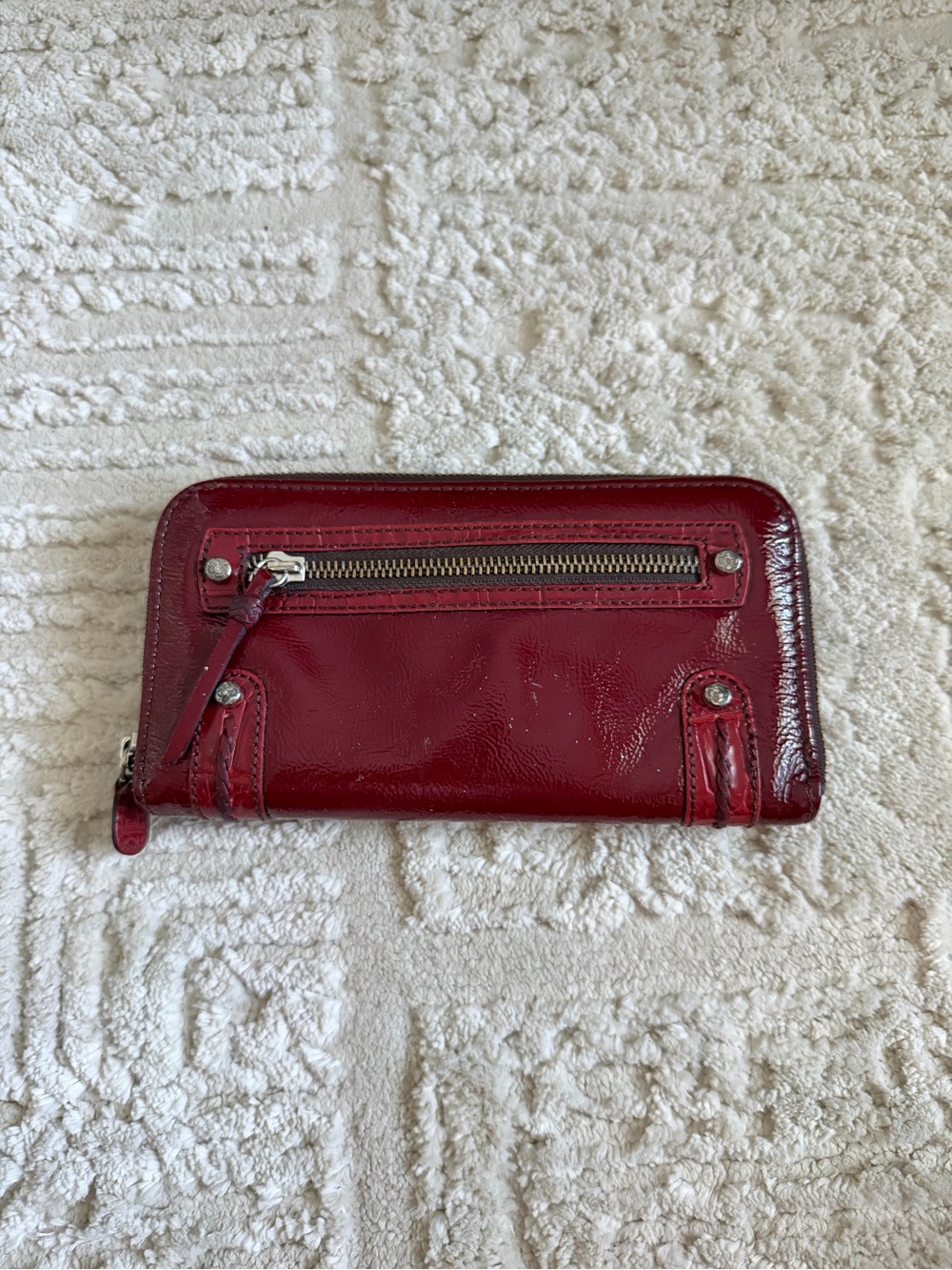 HOBO Women's Red Patent Zip Wallet
